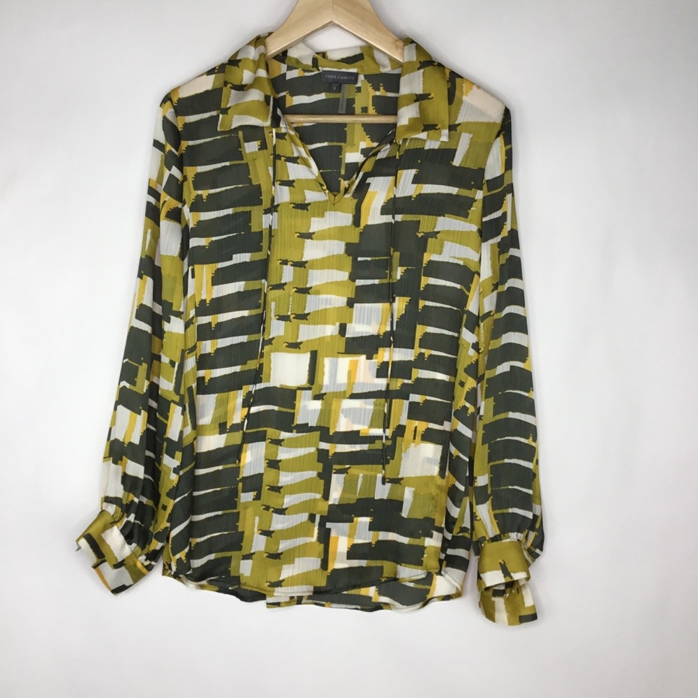 Vince Camuto  semi sheer long Sleeve Blouse
